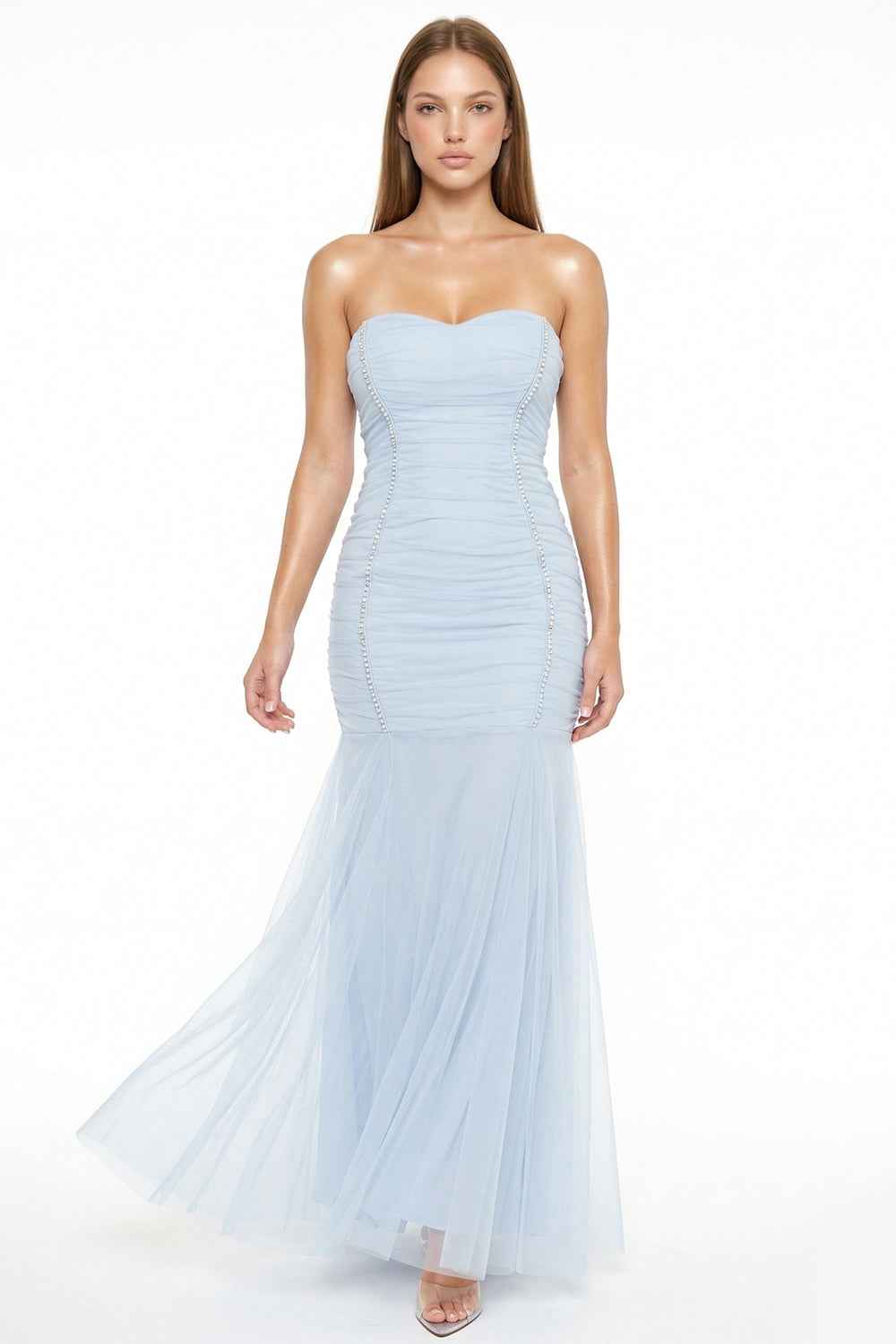 Overlay Mesh Mermaid Prom Dress