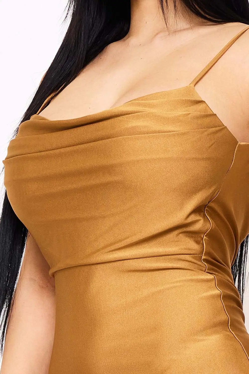 Silky Satin Maxi Dress - V-Back Mermaid Silhouette Gown BOUTINIE