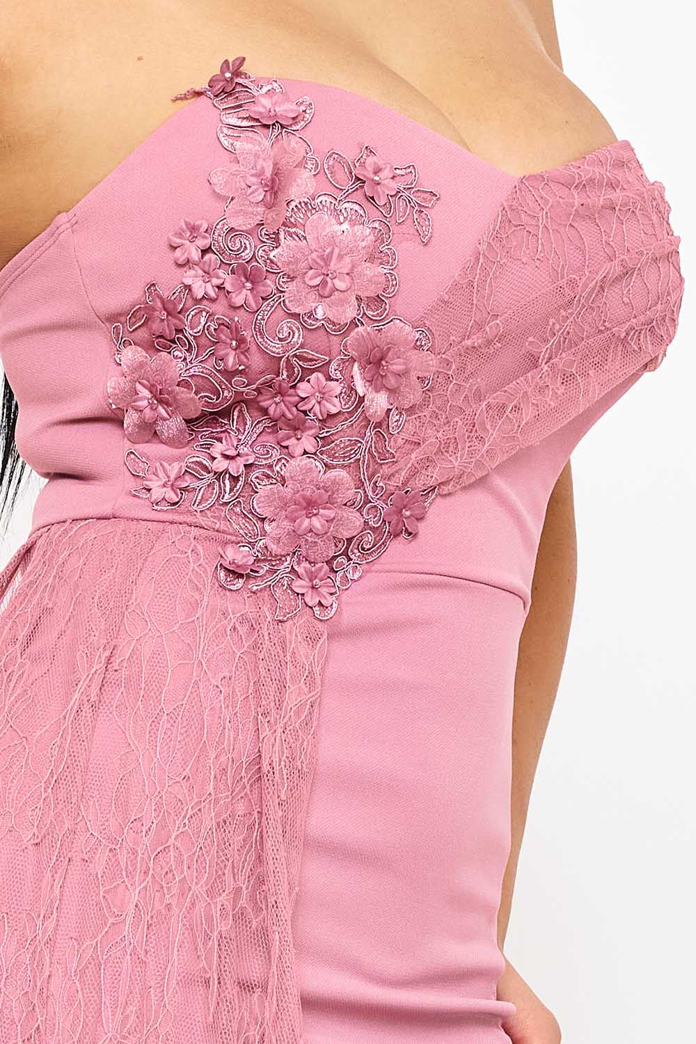 Floral Maxi Dress | Applique Detail, Sweetheart Neckline BOUTINIE