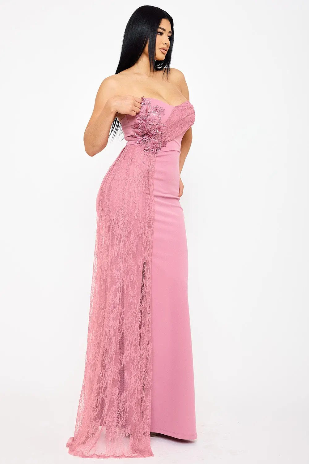 Floral Maxi Dress | Applique Detail, Sweetheart Neckline BOUTINIE