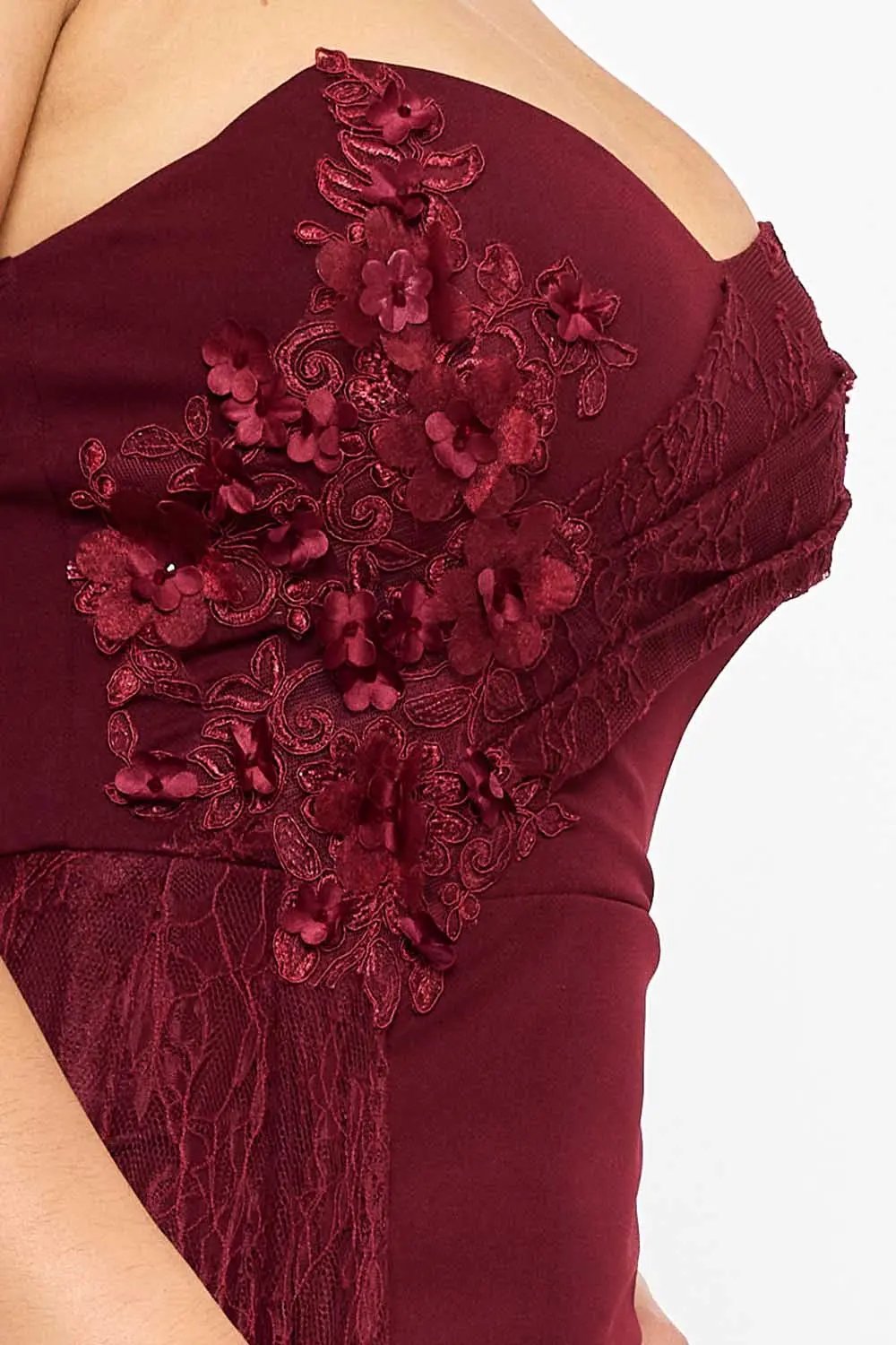 Floral Maxi Dress | Applique Detail, Sweetheart Neckline BOUTINIE