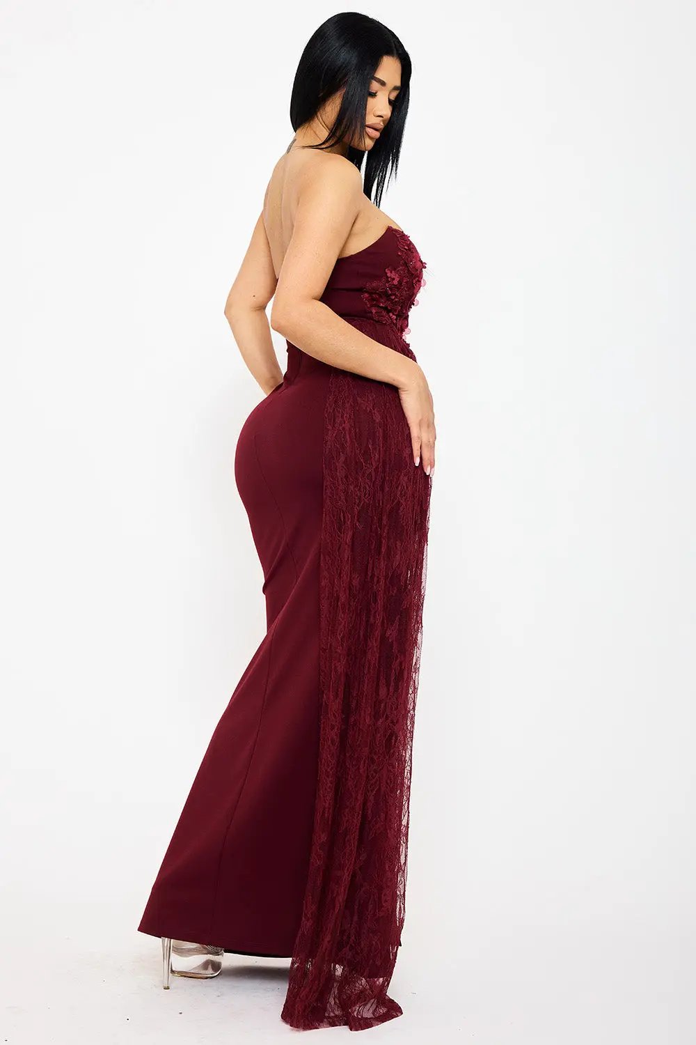 Floral Maxi Dress | Applique Detail, Sweetheart Neckline BOUTINIE