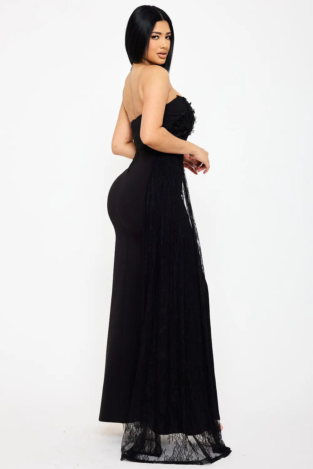 Floral Maxi Dress | Applique Detail, Sweetheart Neckline BOUTINIE