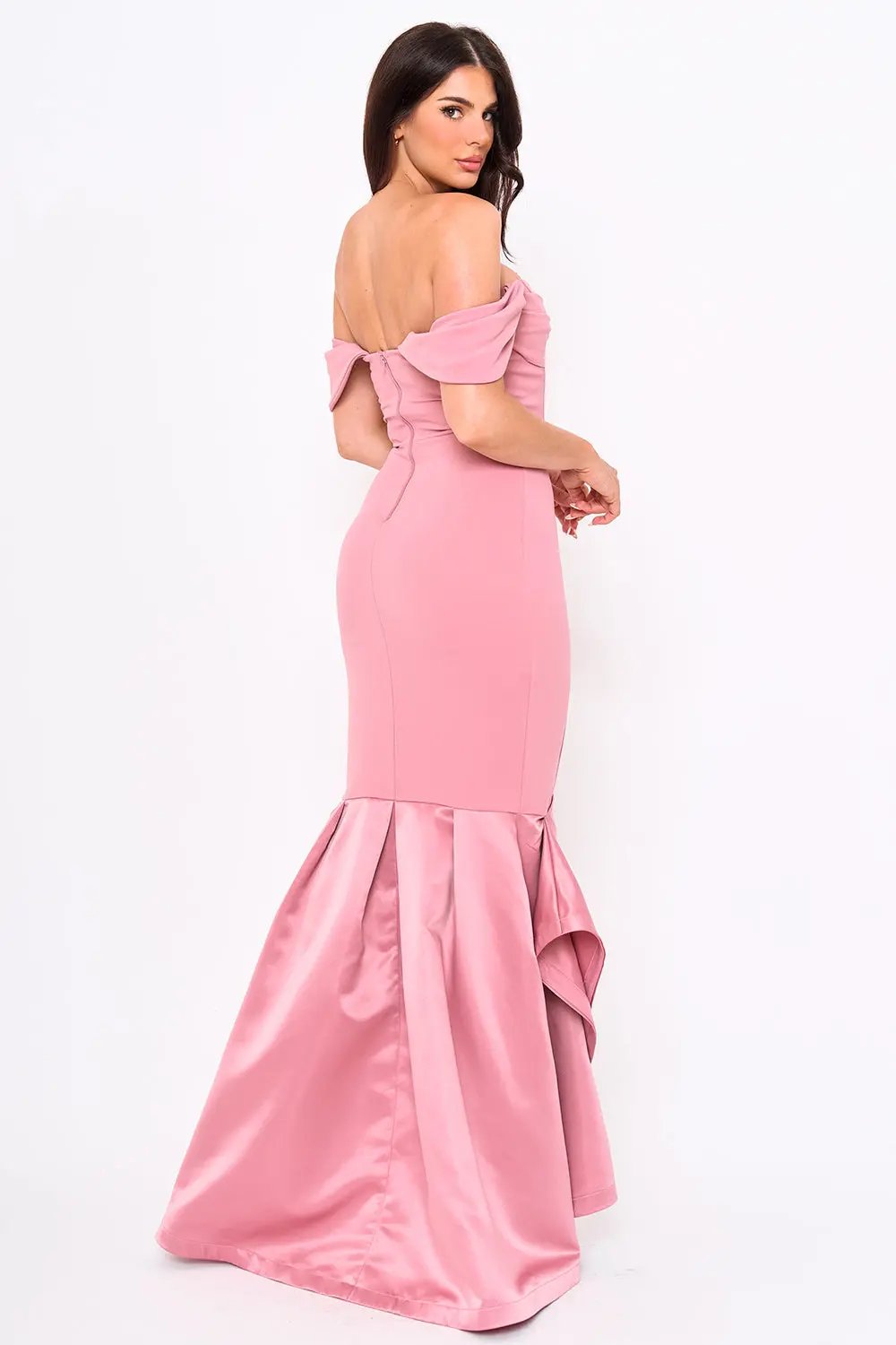 Mermaid Maxi Dress – Satin Evening Gown With Pleated Bust Detail BOUTINIE