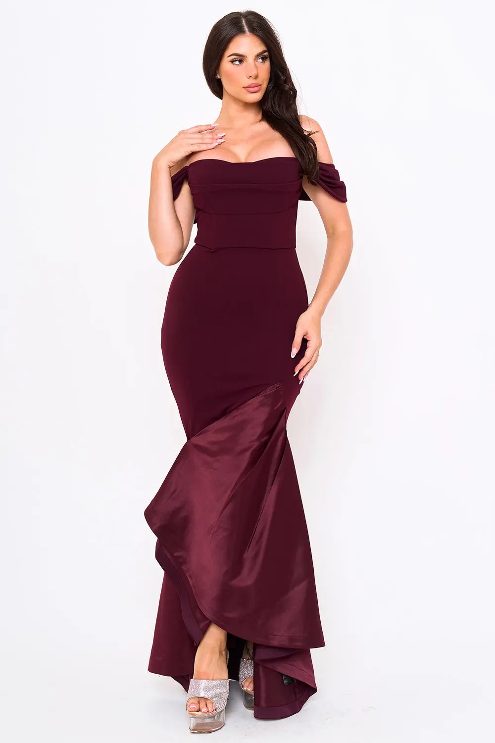 Mermaid Maxi Dress – Satin Evening Gown With Pleated Bust Detail BOUTINIE