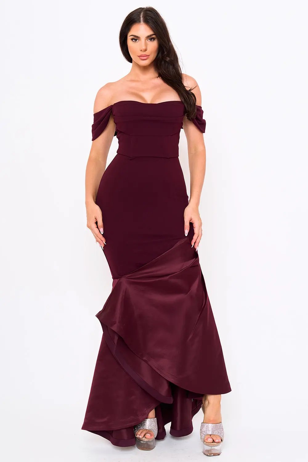 Mermaid Maxi Dress – Satin Evening Gown With Pleated Bust Detail BOUTINIE