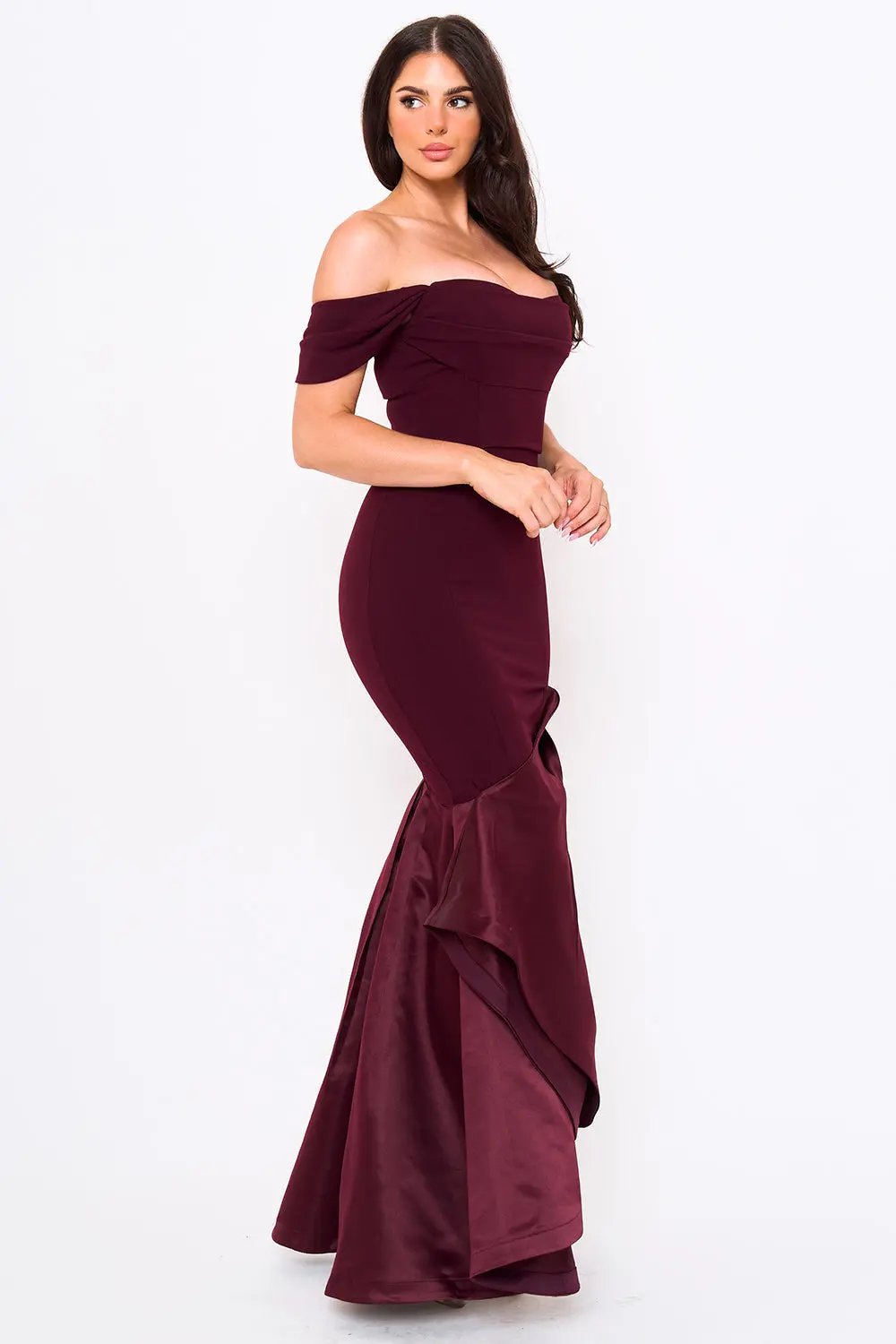 Mermaid Maxi Dress – Satin Evening Gown With Pleated Bust Detail BOUTINIE