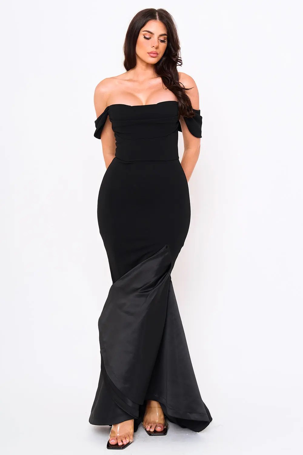 Mermaid Maxi Dress – Satin Evening Gown With Pleated Bust Detail BOUTINIE