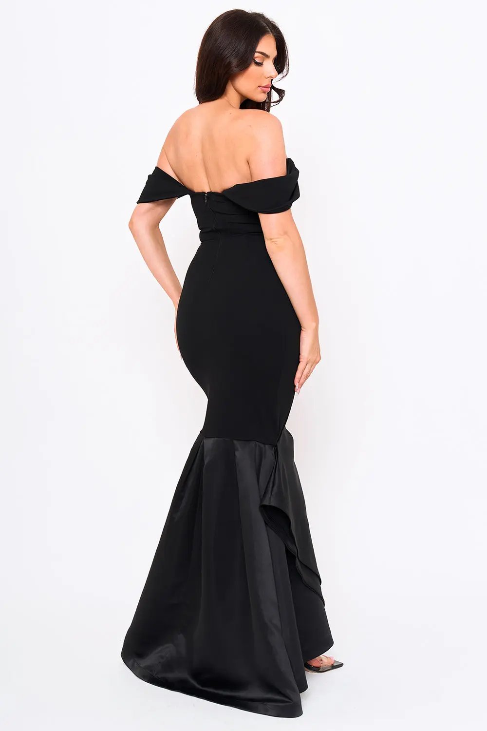 Mermaid Maxi Dress – Satin Evening Gown With Pleated Bust Detail BOUTINIE