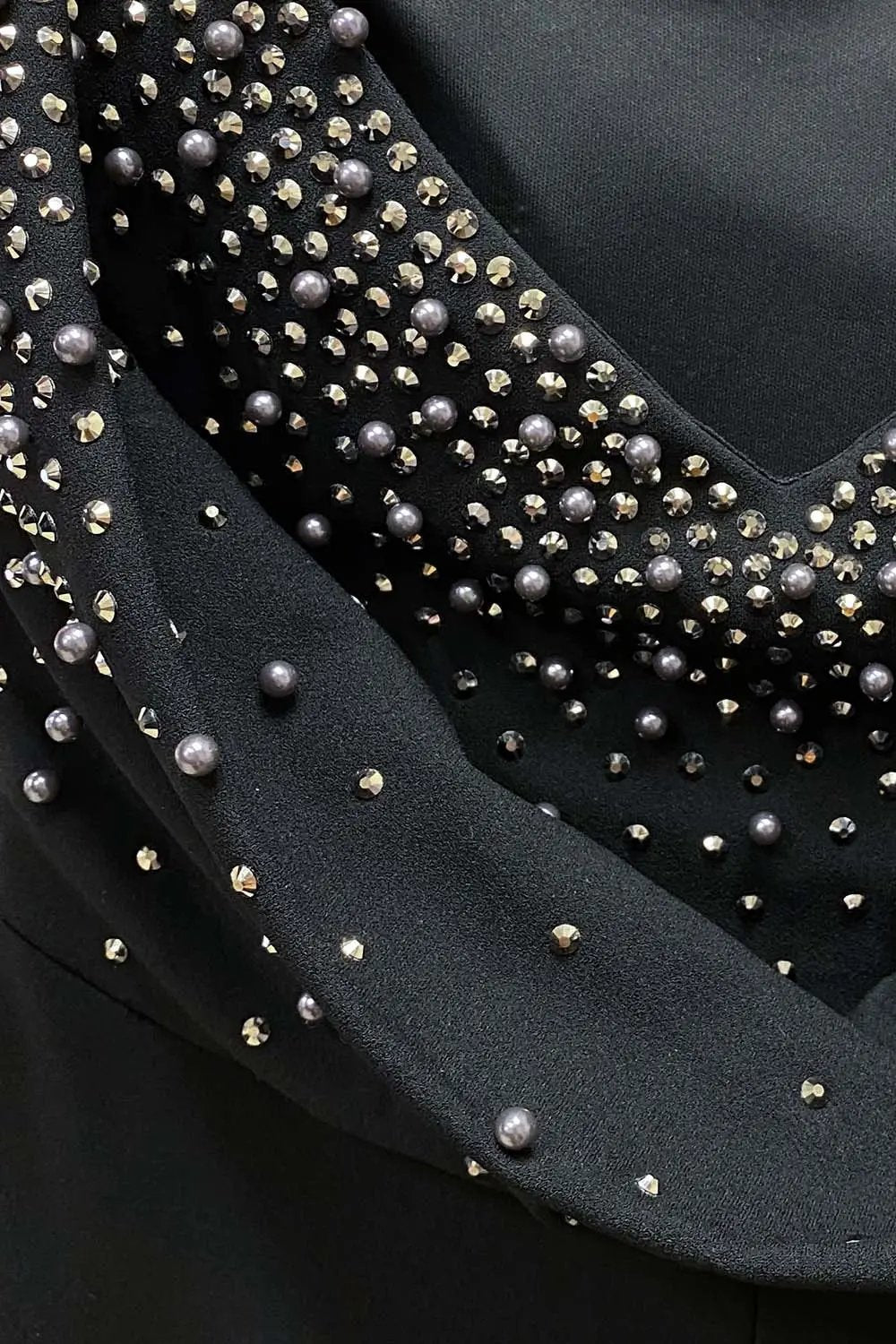 Pearl Embellished Maxi Dress – Sweetheart Neckline Wrap With Zipper Closure BOUTINIE