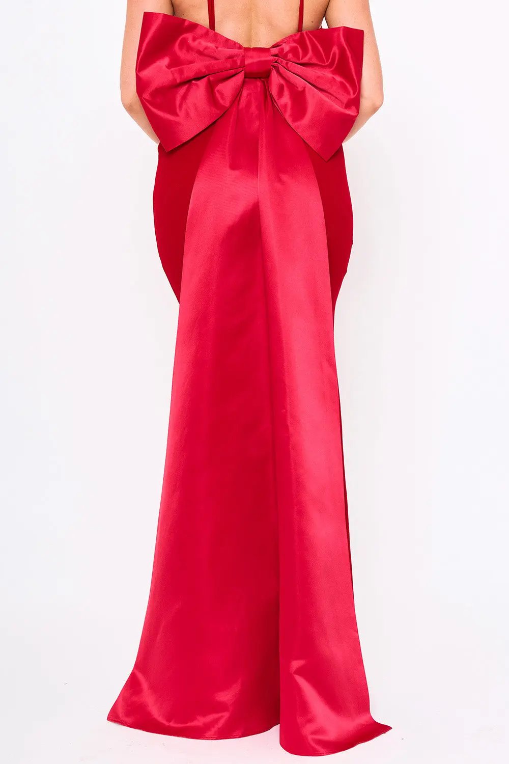 Mermaid Maxi Dress With Ribbon Bow & Sweetheart Neckline - Evening Occasion Wear BOUTINIE