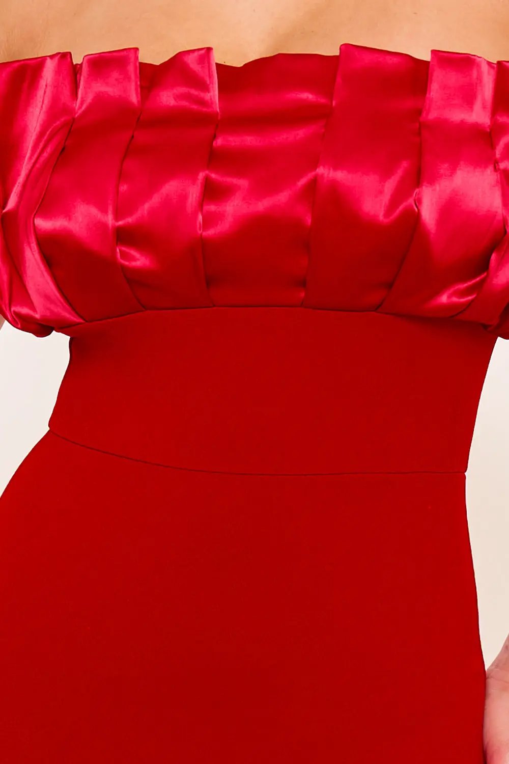 Satin Ruffle Maxi Dress - Techno Crepe Evening Gown With Mermaid Hem BOUTINIE