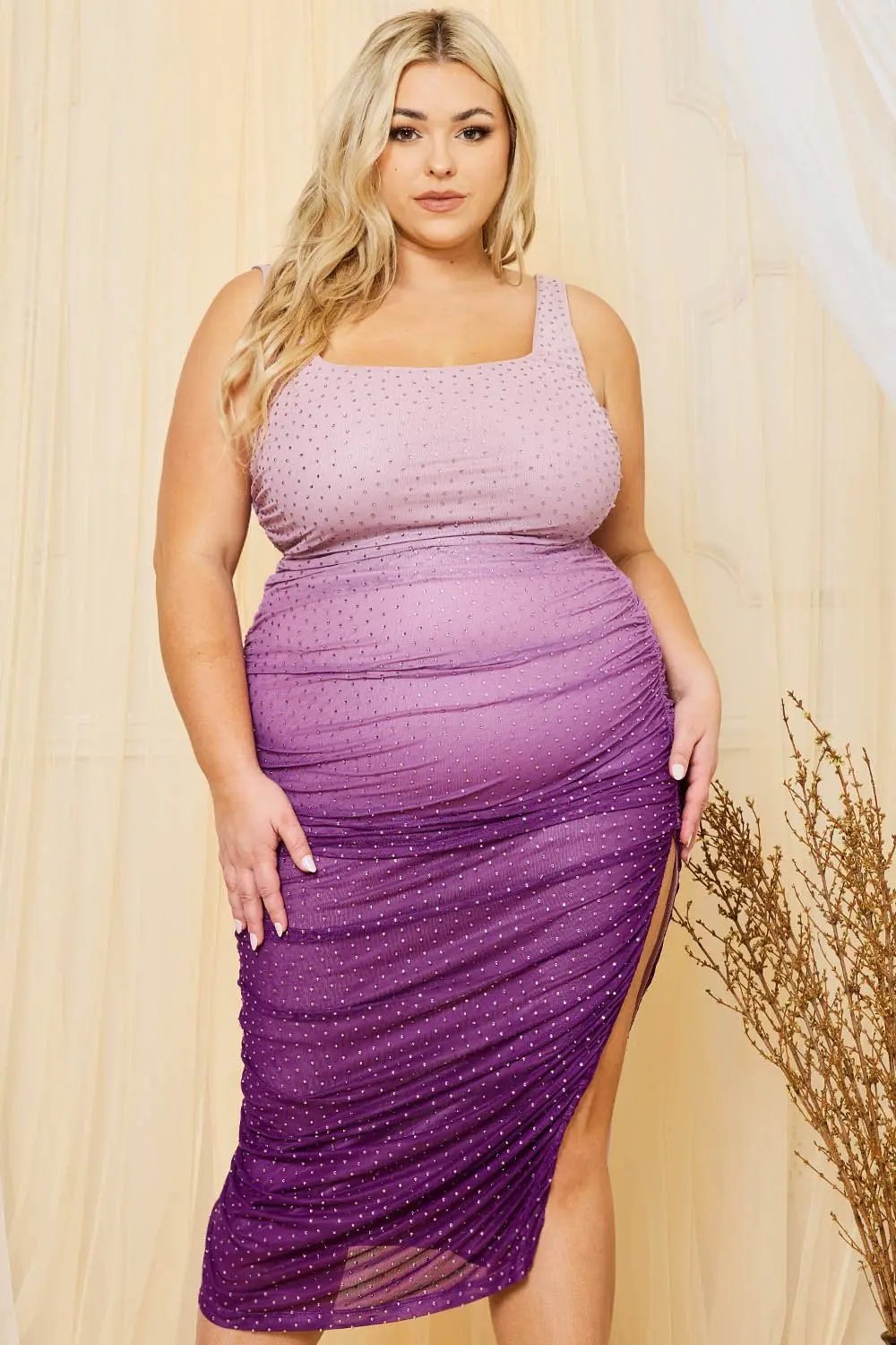 Plus Size Midi Dress – Open Back Ladder Tie Formal Wear BOUTINIE