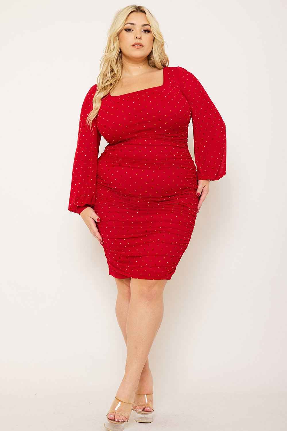 Rhinestone Square Neck Plus Size Maxi Dress – Black | Boutinie