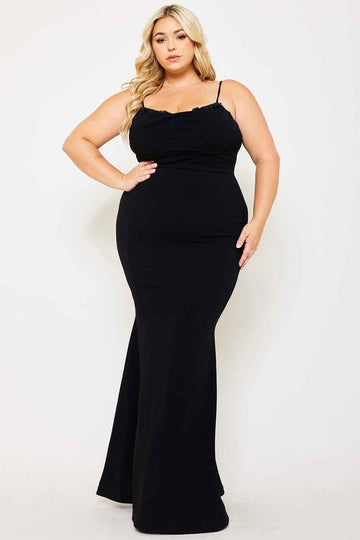 Flower Embellished On Bust Plus Size Maxi Dress