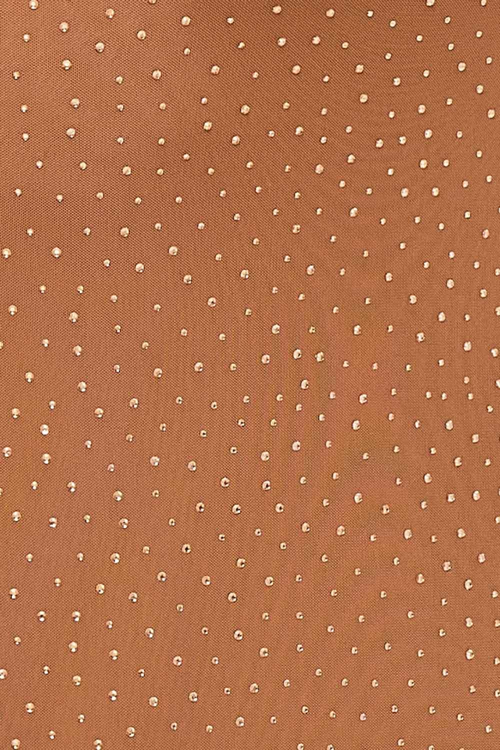 Plus Size Maxi Dress – Ruched Mesh Rhinestone Gown With Sheer Sleeves BOUTINIE