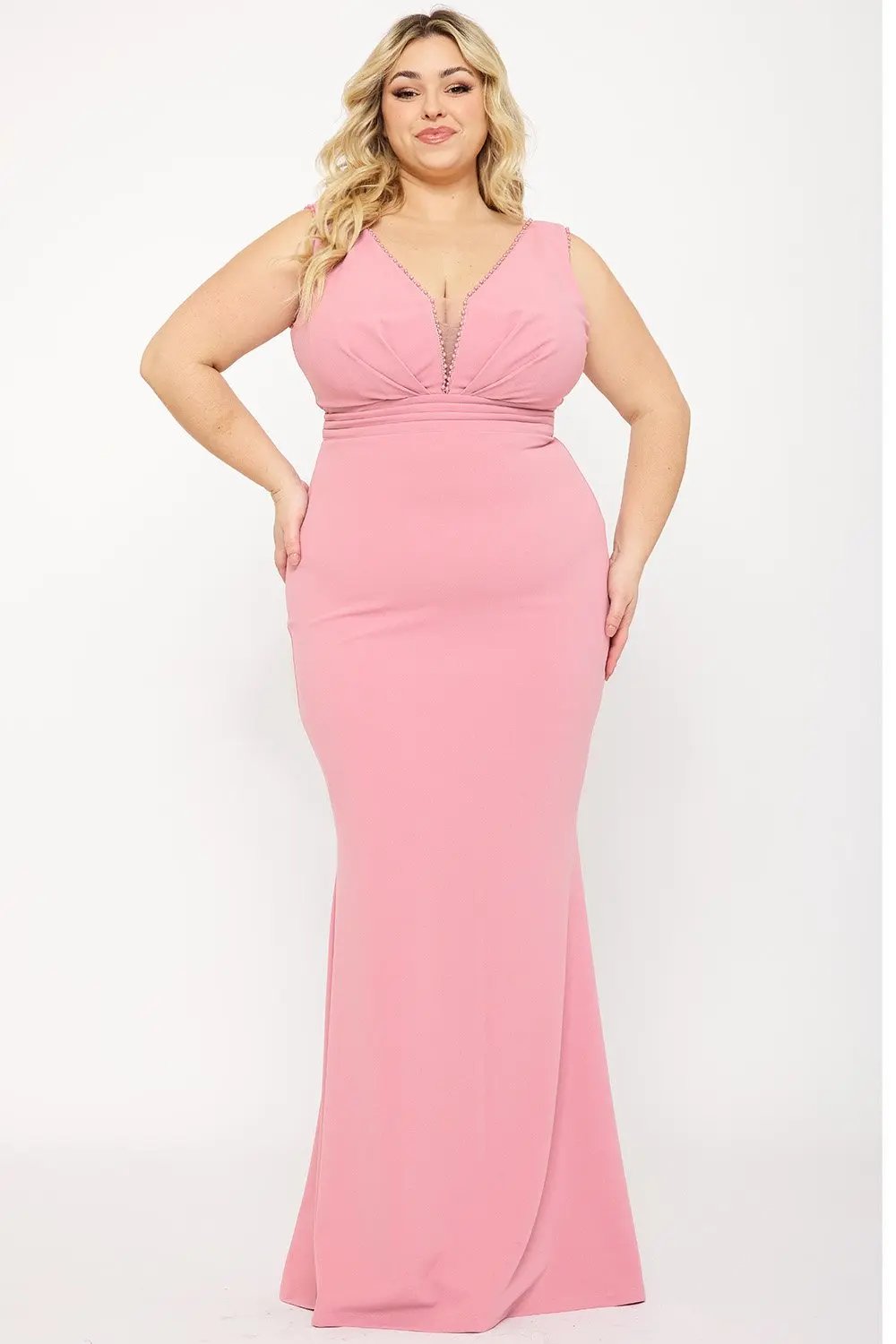 Plus Size Maxi Dress | Sleeveless Fitted Mermaid Silhouette BOUTINIE