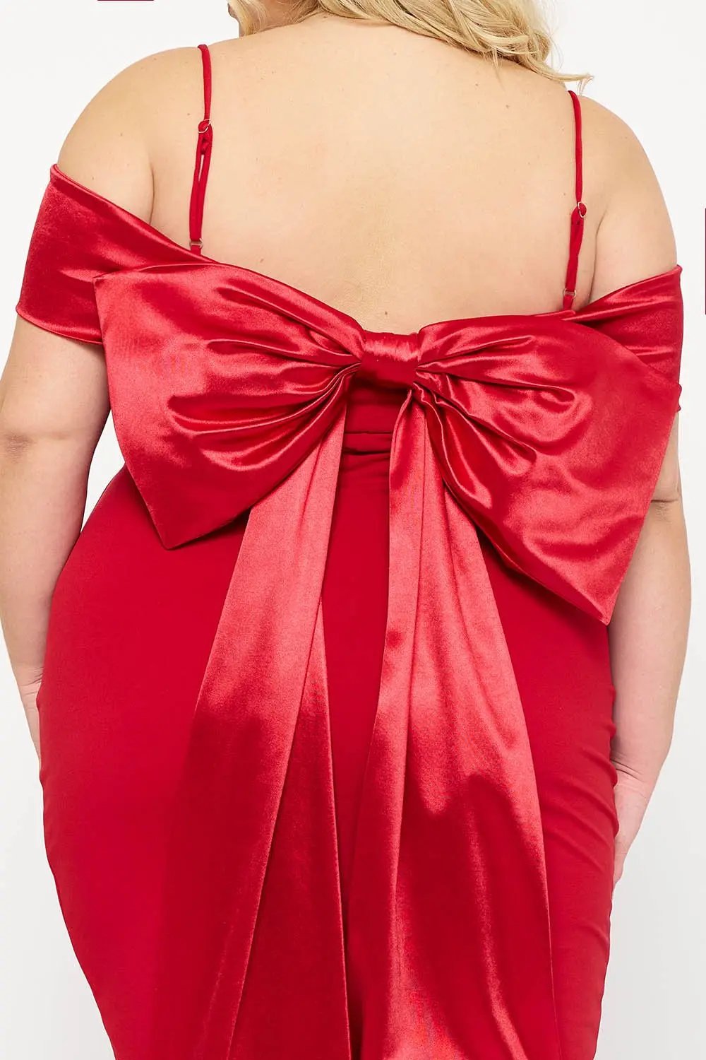 Plus Size Mini Dress – Open Shoulder Contrast Fabric With Adjustable Straps BOUTINIE