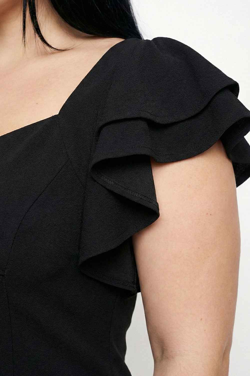 Queen Anne Neckline Plus Size Mini Dress