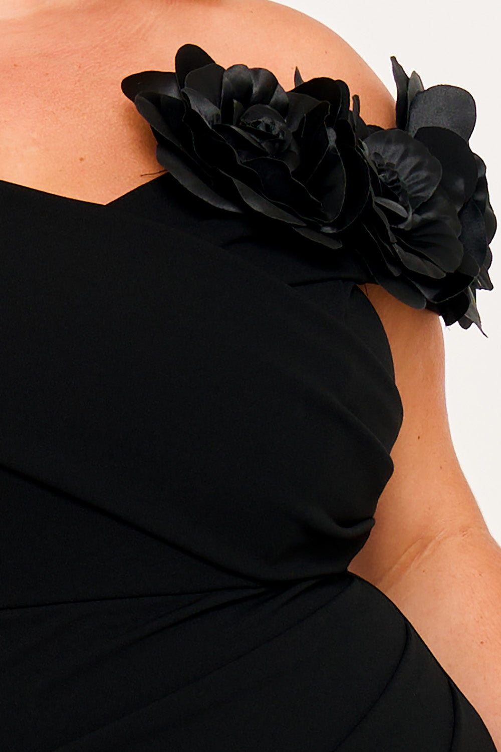 SDP1837JP - FLOWER CORSAGE OFF THE SHOULDER PLUS MAXI DRESS Symphony USA Wholesale