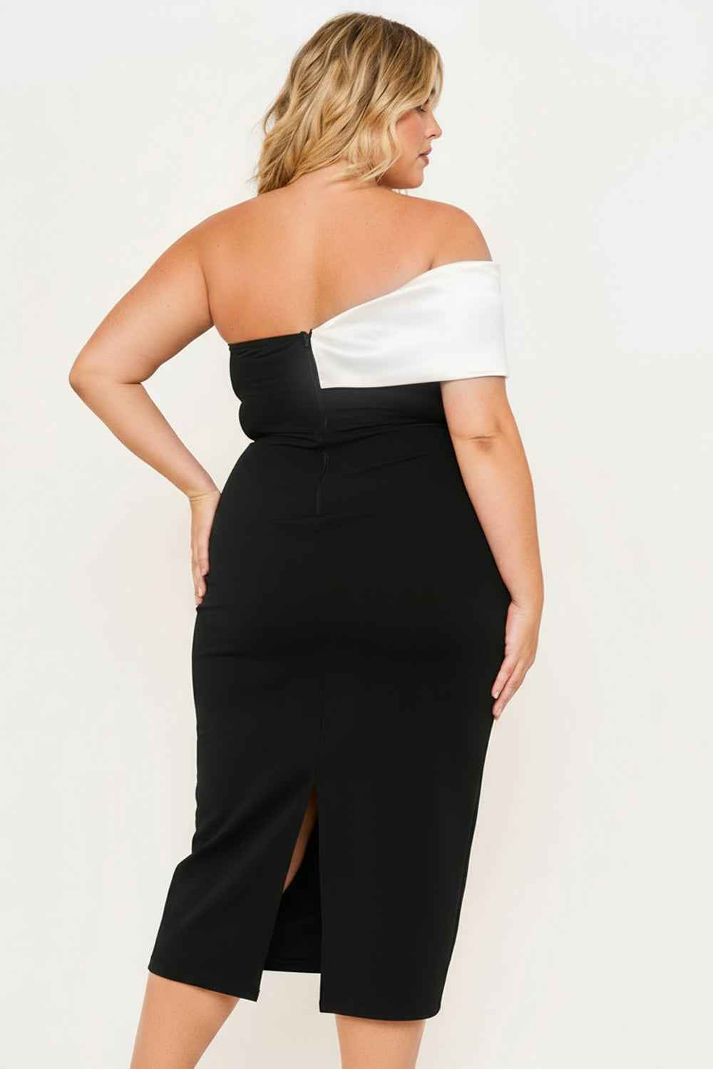 Satin Rose Off The Shoulder Plus Size Mini Dress