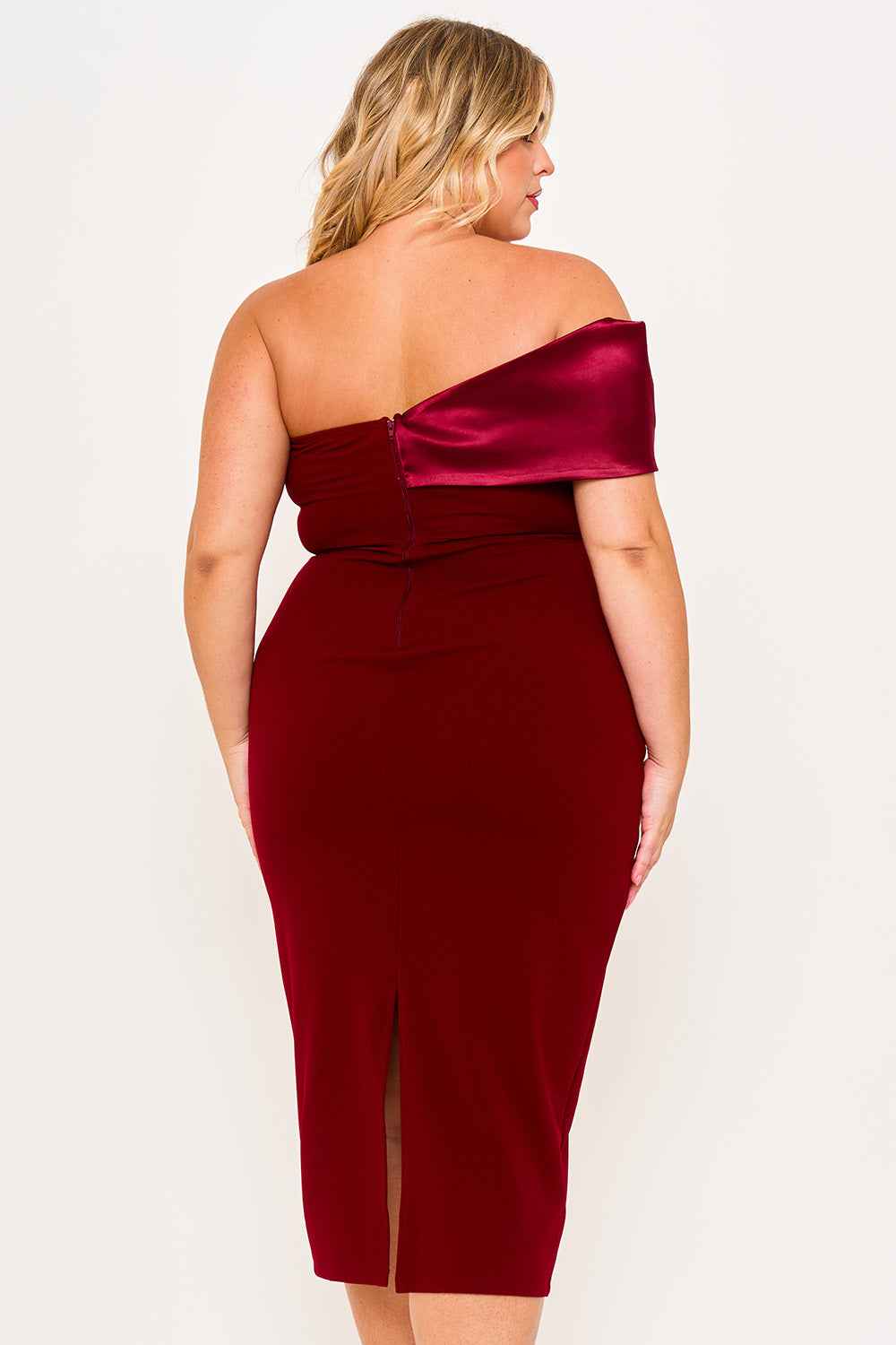 Satin Rose Off The Shoulder Plus Size Mini Dress