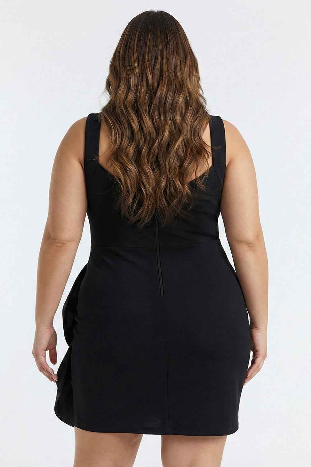 Satin Bow Detail Plus Size Mini Dress