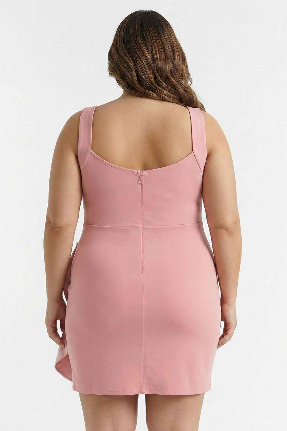 Satin Bow Detail Plus Size Mini Dress