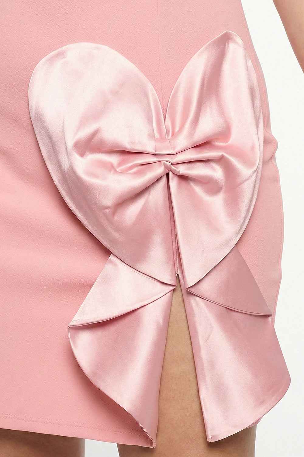 Satin Bow Detail Plus Size Mini Dress