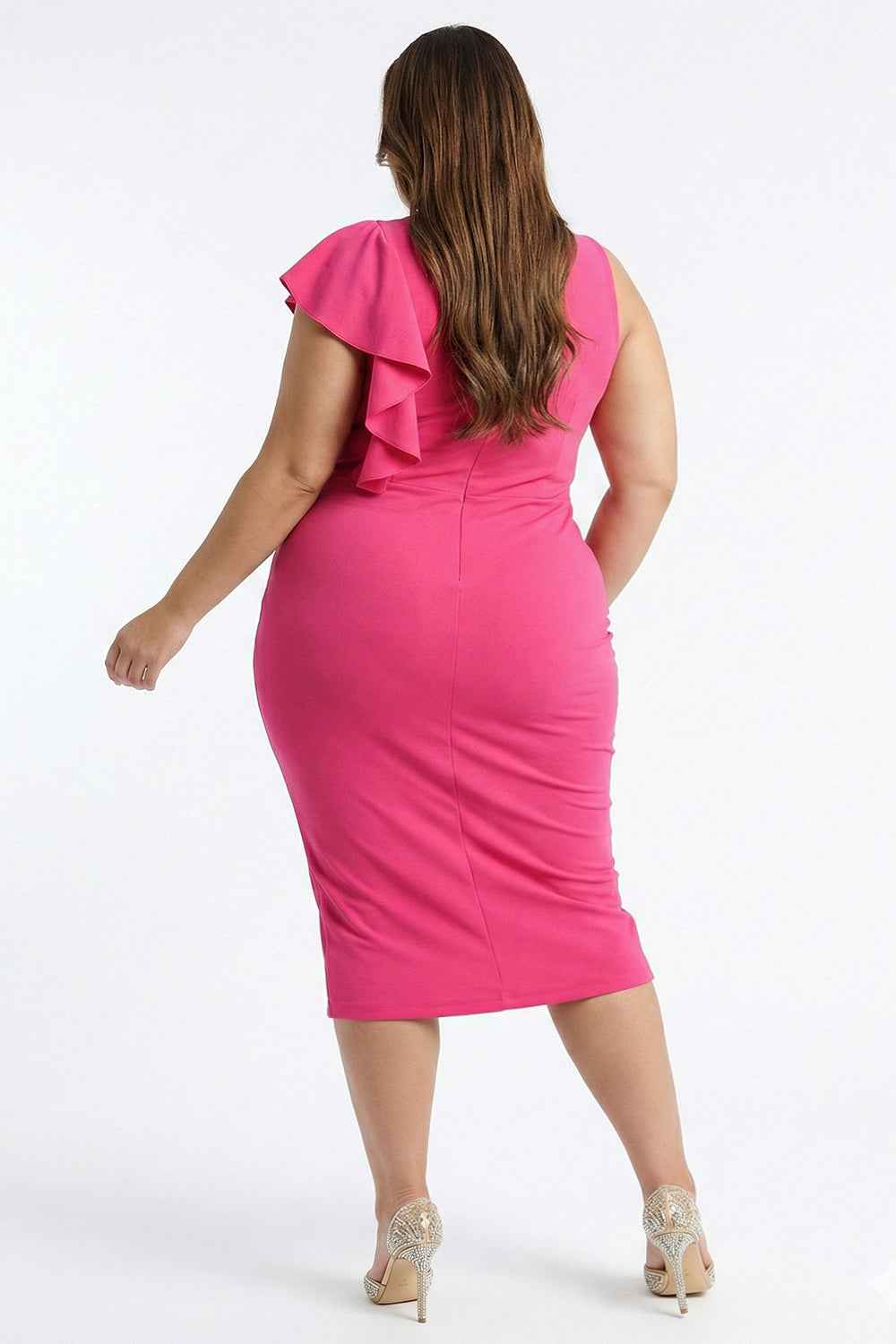 [pre-order] Ruffle Down The Side Plus Size Midi Dress
