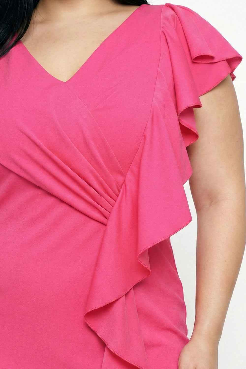 [pre-order] Ruffle Down The Side Plus Size Midi Dress