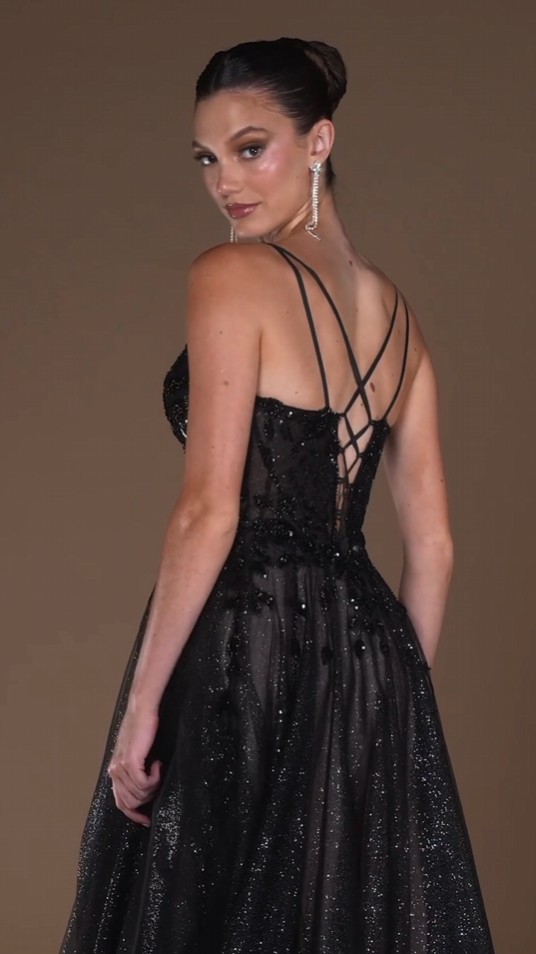 Glitter Sleeveless A-line Slit Gown by Ladivine CD2412