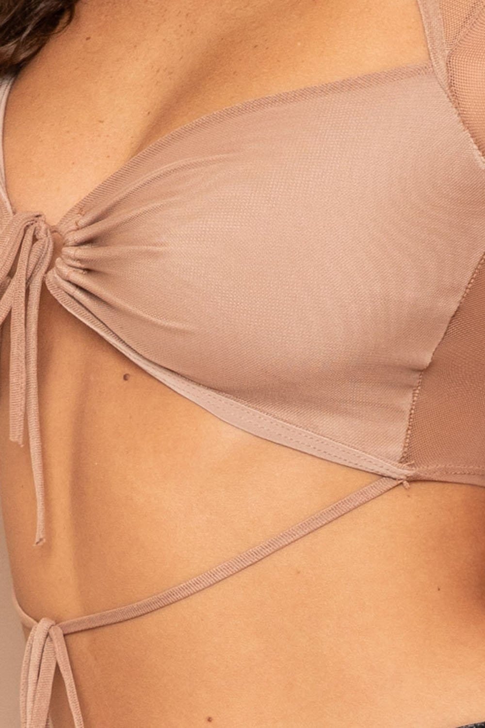 Stretch Mesh Bra Featuring Sheer Back & Self Tie Detail BOUTINIE