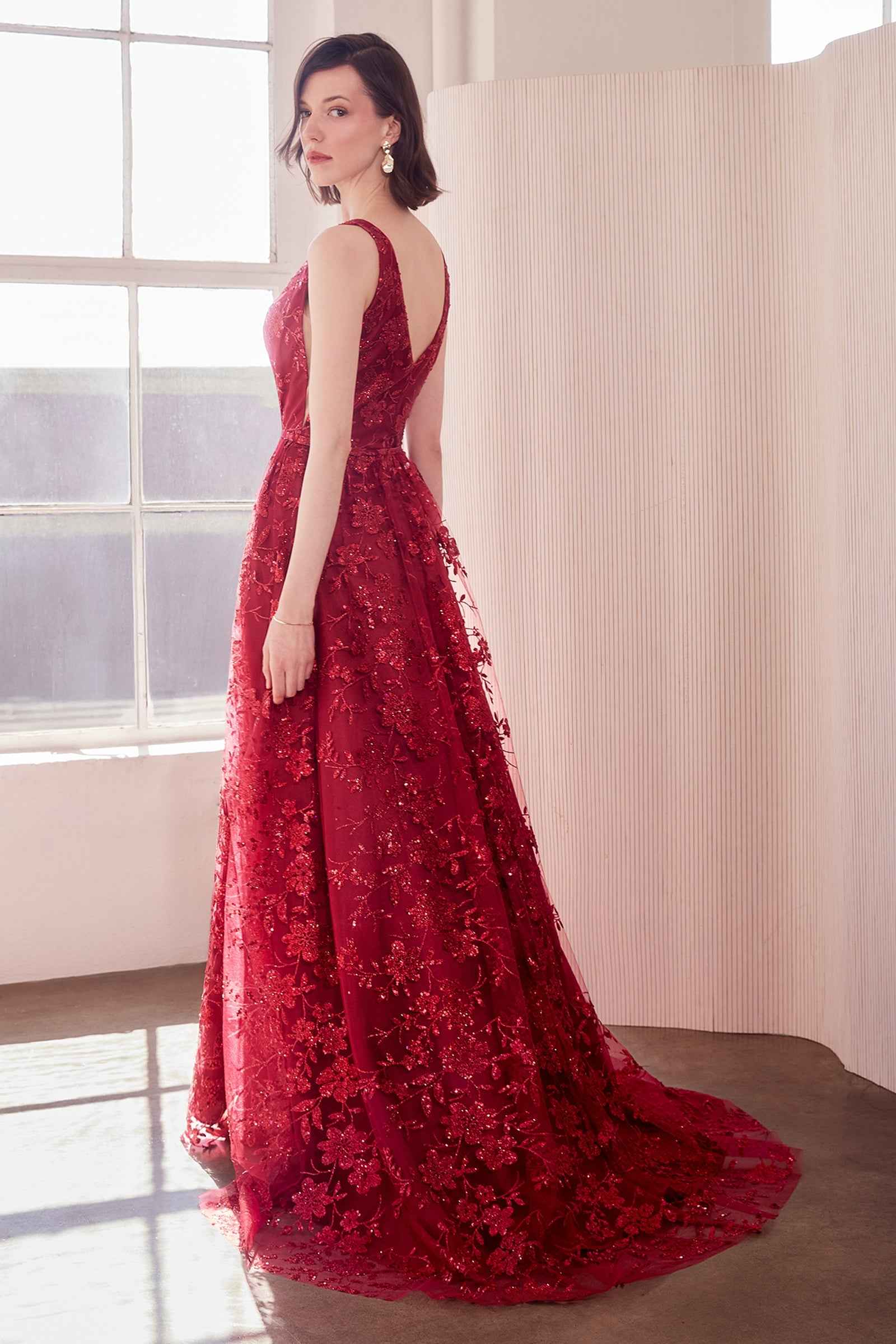 Glitter Print Sleeveless Gown by Amoris T606