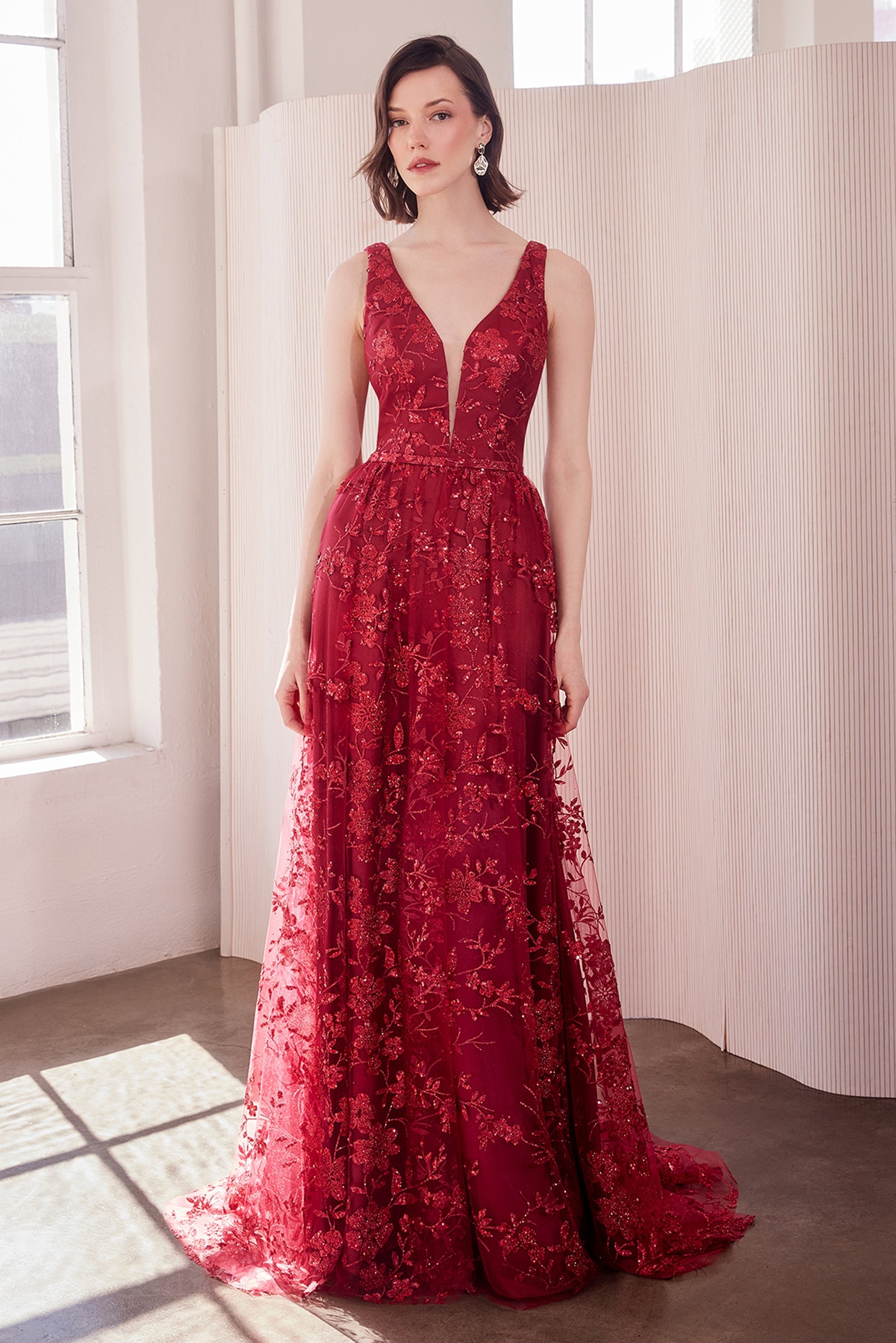 Glitter Print Sleeveless Gown by Amoris T606