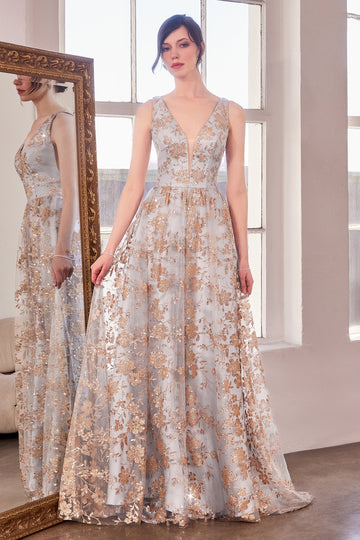 brillante Print Sleeveless Gown by Amoris T606