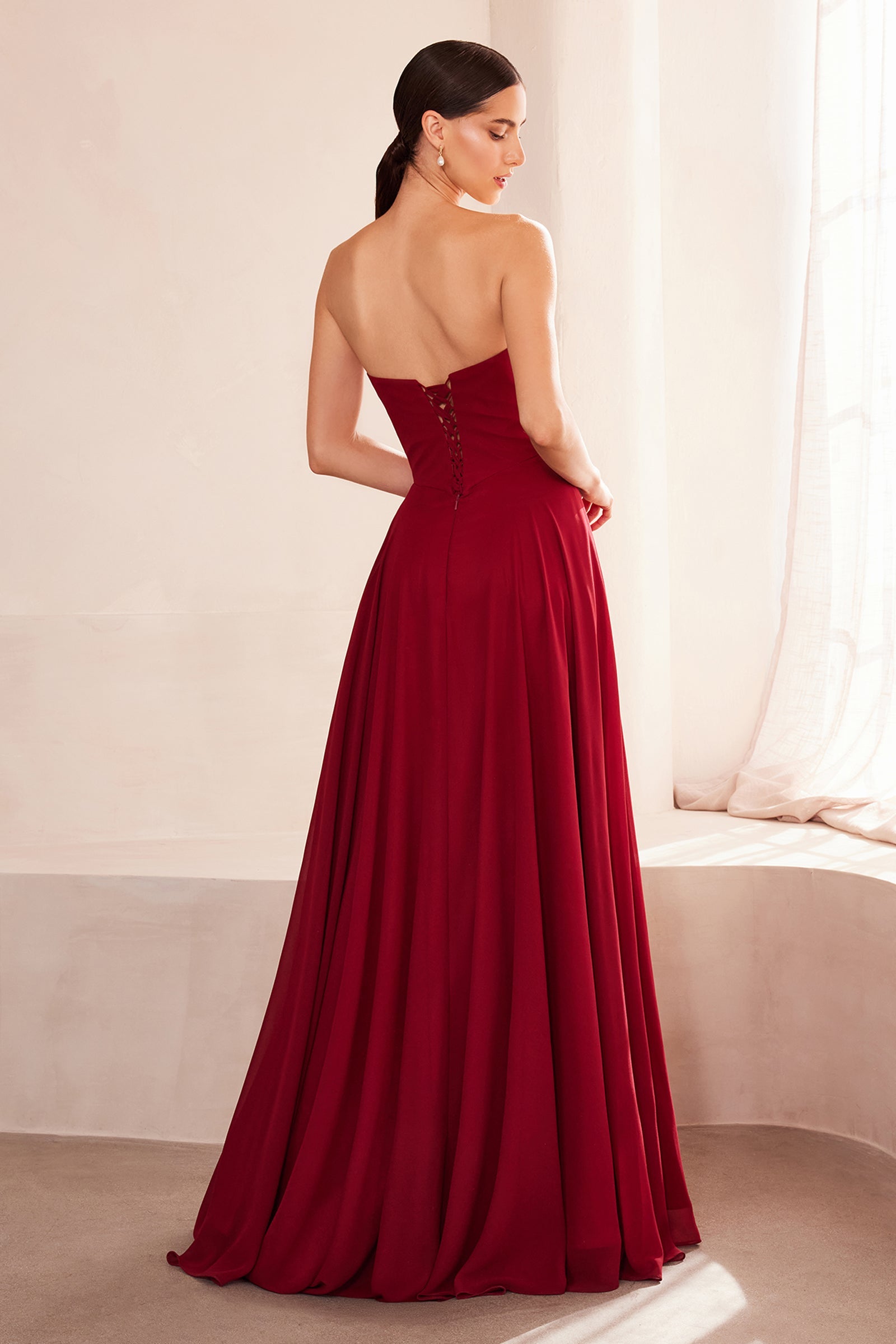 Chiffon Strapless A-line Gown by Amoris T703