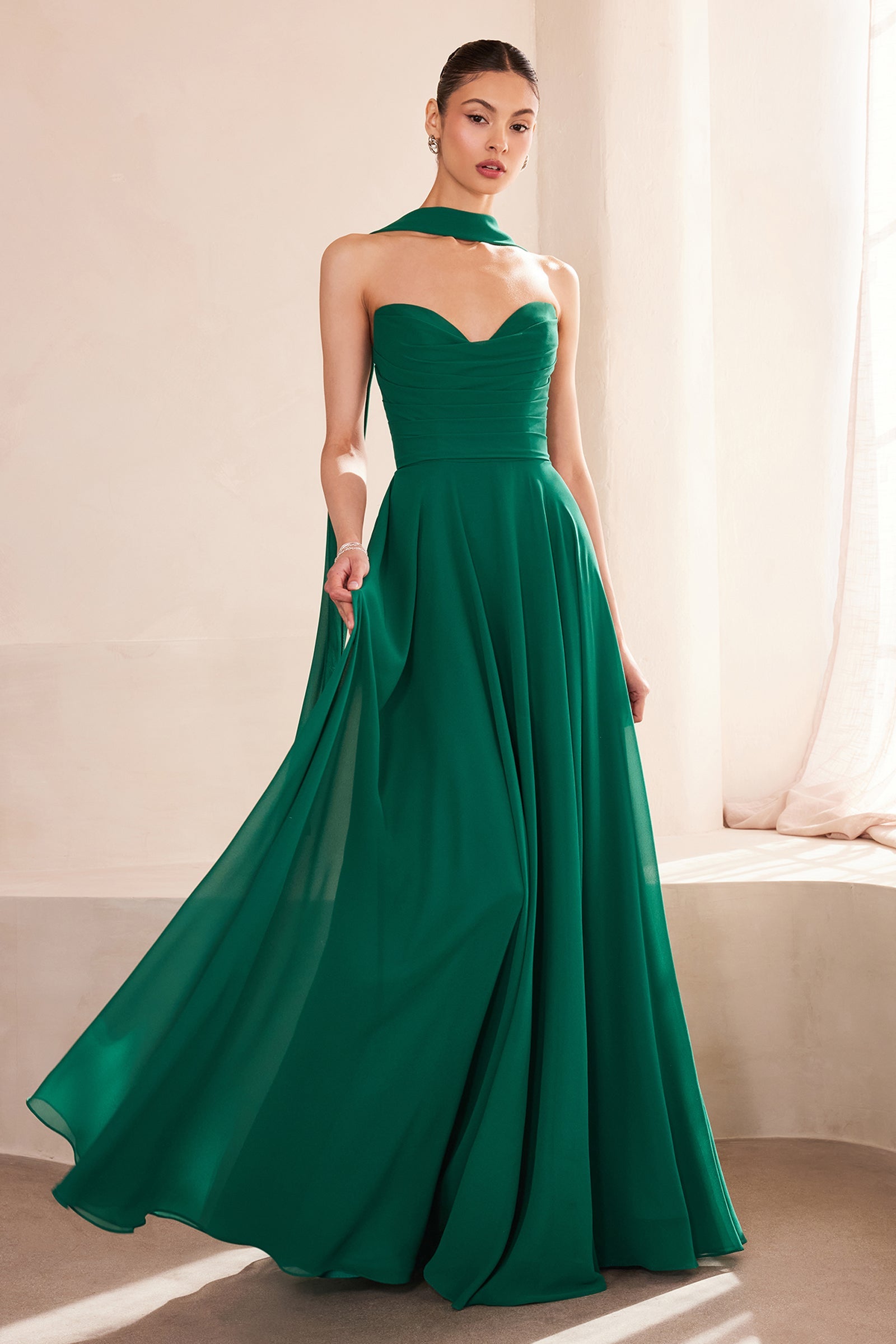 Chiffon Strapless A-line Gown by Ladivine T703 Cinderella Divine