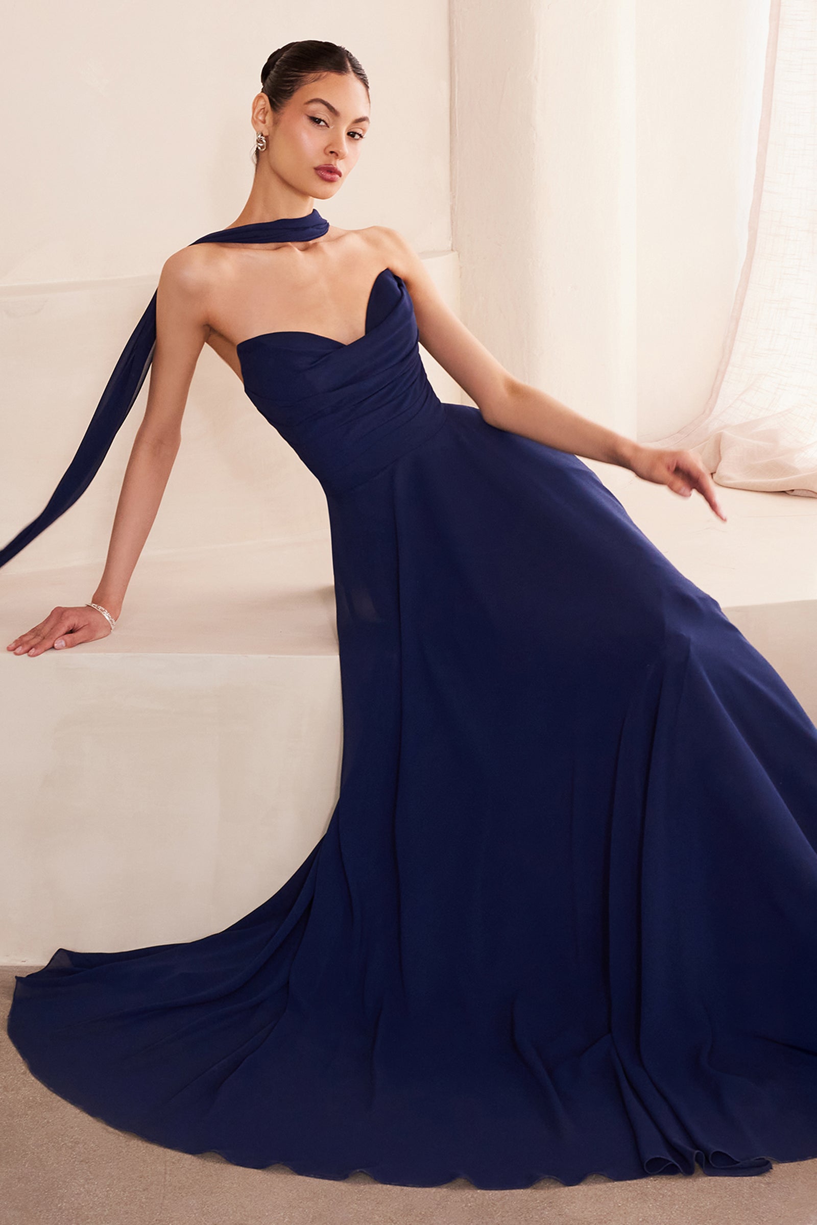 Chiffon Strapless A-line Gown by Ladivine T703 Cinderella Divine