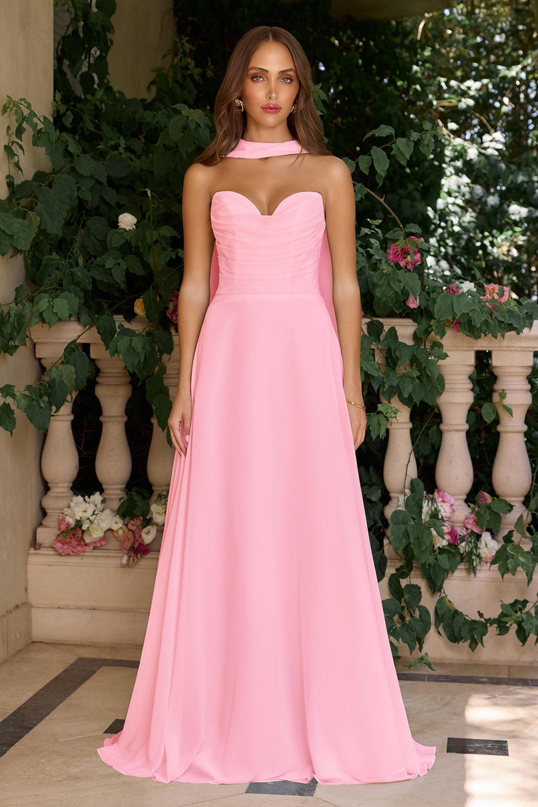 Chiffon Strapless A-Line Gown | Ladivine by Cinderella Divine - Style LAT703