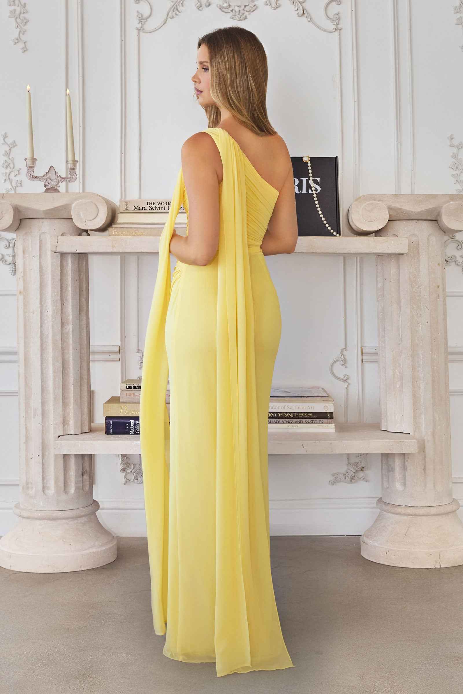Chiffon Fitted One Shoulder Gown by Amoris T730