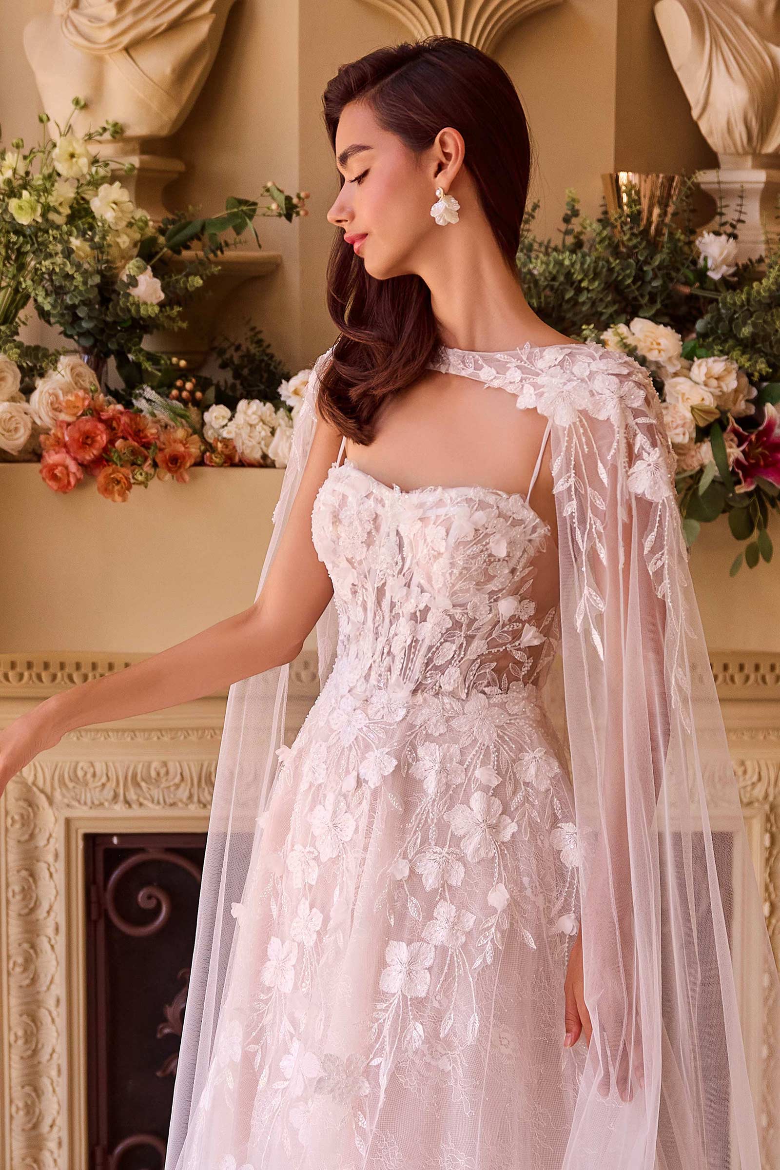 Sleeveless Cape Bridal Gown by Ladivine WL030 Cinderella Divine