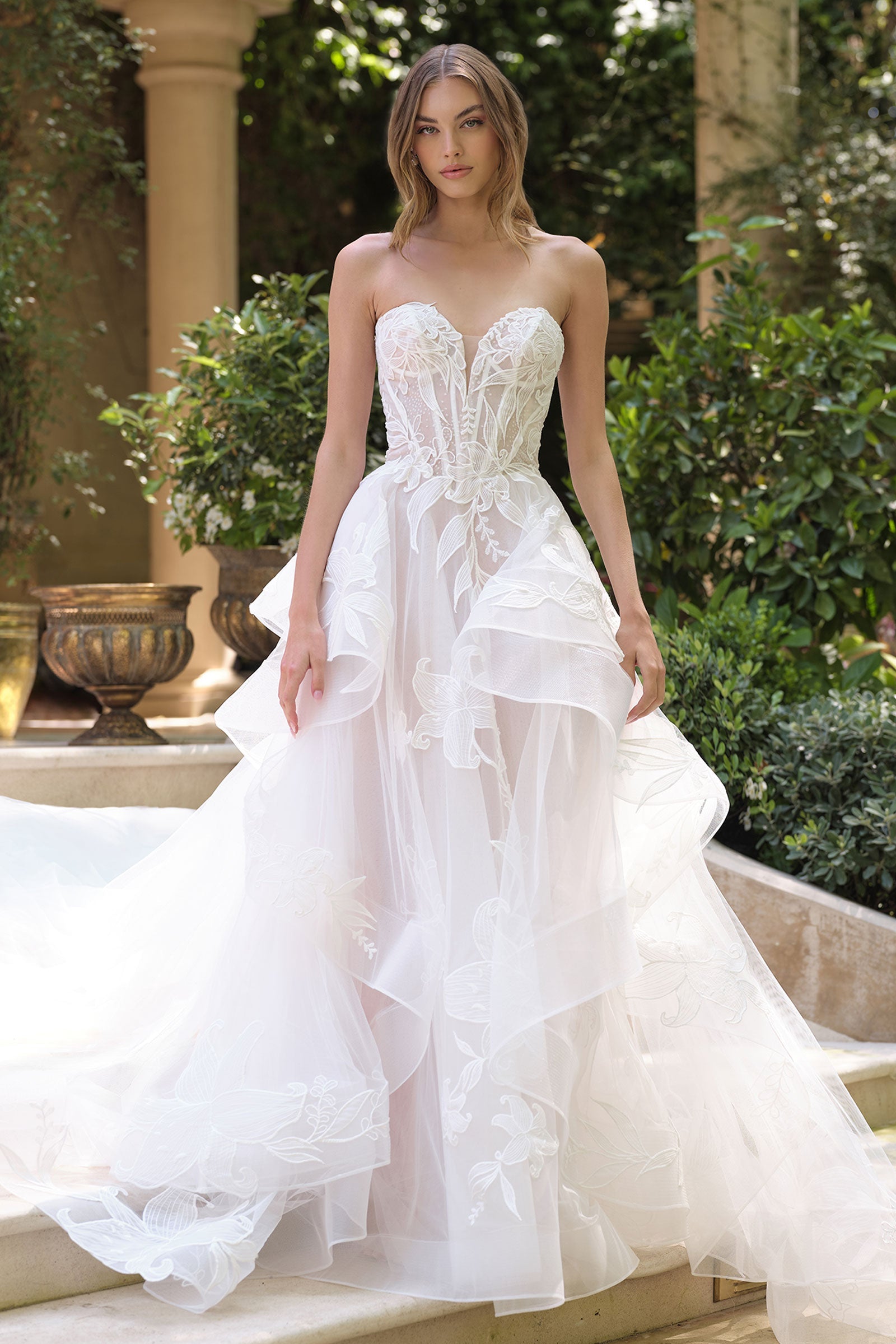 Strapless Layered Bridal Gown by Ladivine WL059 Cinderella Divine