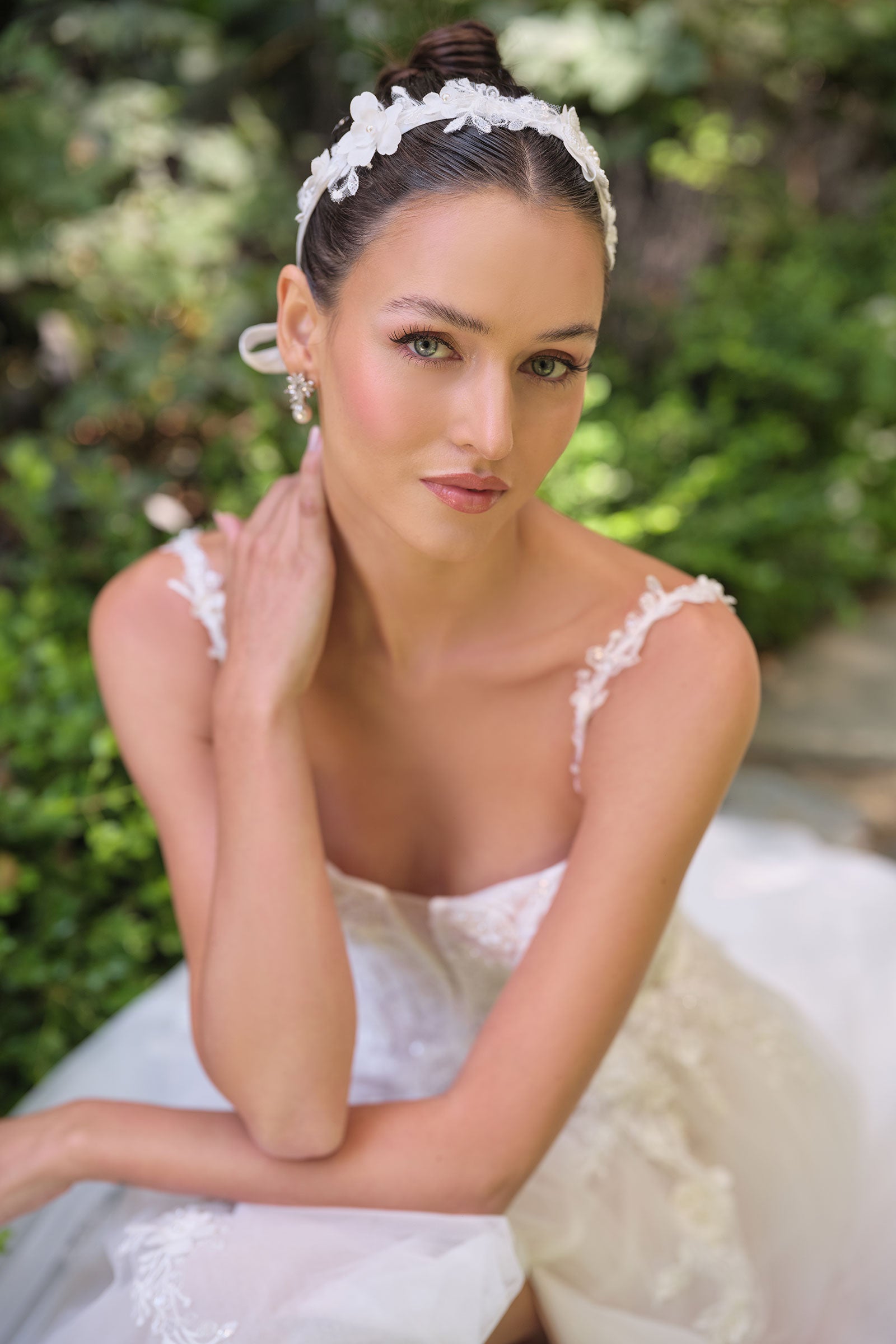 3D Floral V-Neck Bridal Gown by Ladivine WL063 Cinderella Divine