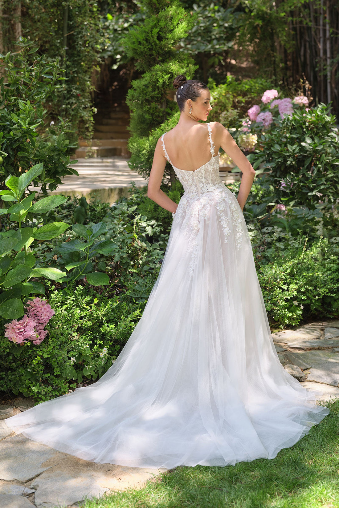 3D Floral V-Neck Bridal Gown by Ladivine WL063 Cinderella Divine