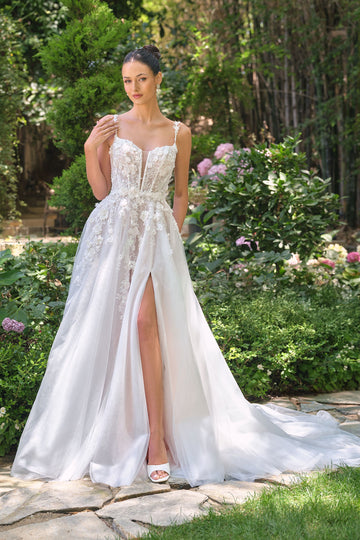 3D Floral V-Neck Bridal Gown by Ladivine WL063 Cinderella Divine