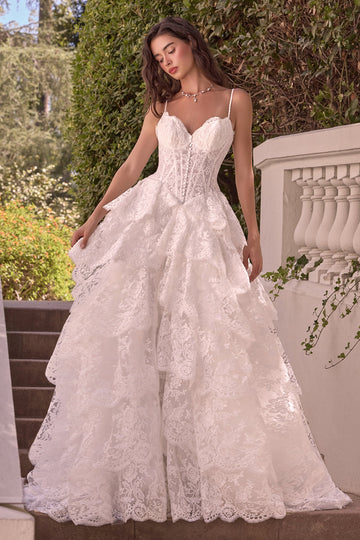 Lace Sleeveless Layered Bridal Gown | Ladivine WL076