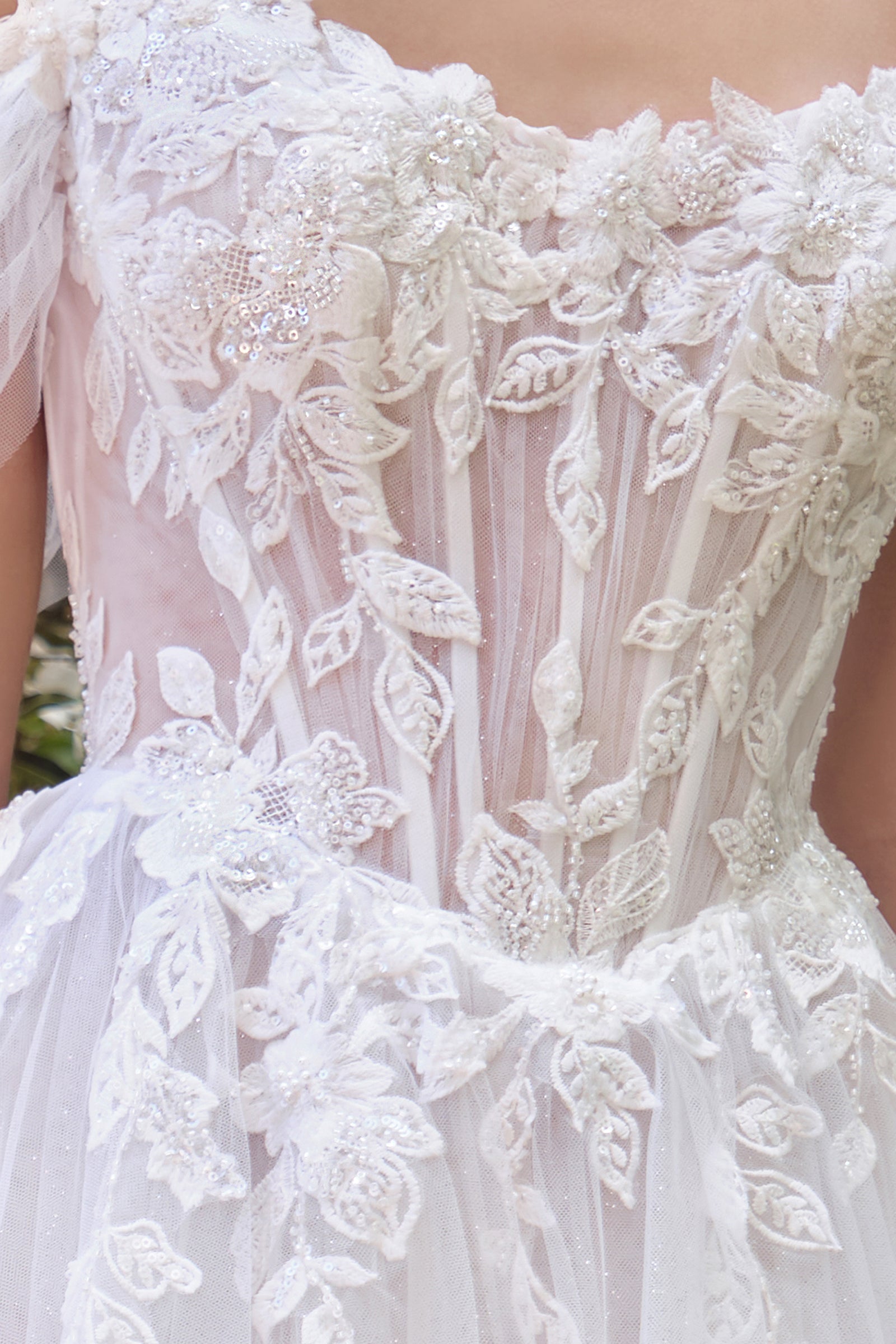 Applique Off Shoulder Bridal Gown by Ladivine WL089