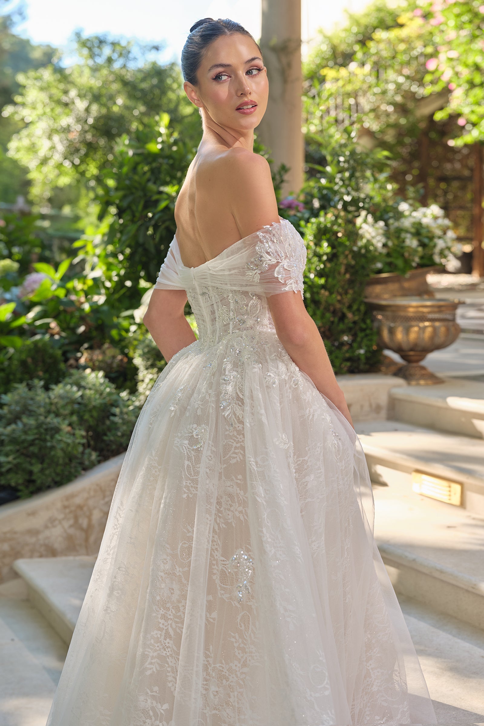 Lace Off Shoulder Bridal Gown by Ladivine WL090