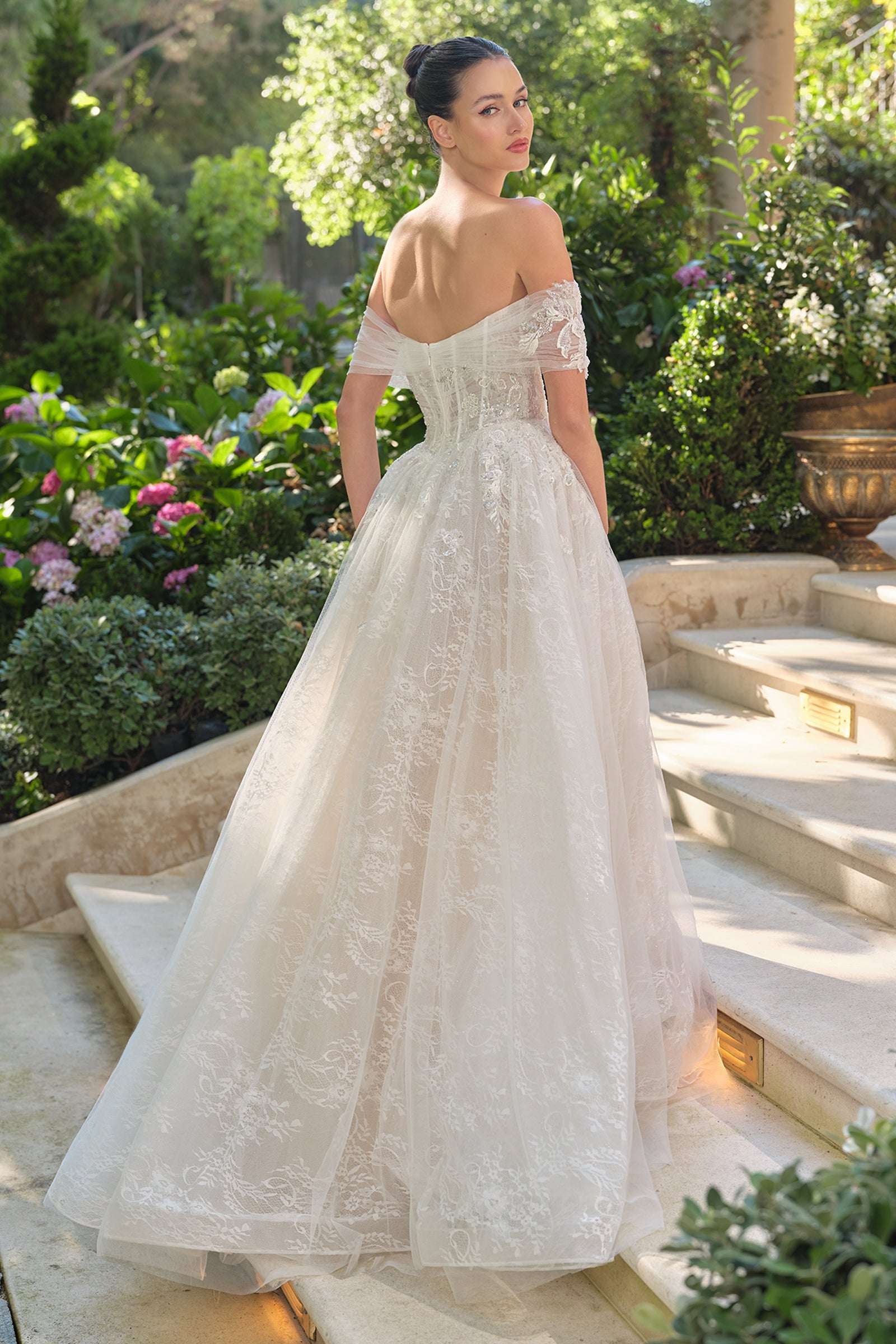 Lace Off Shoulder Bridal Gown by Ladivine WL090
